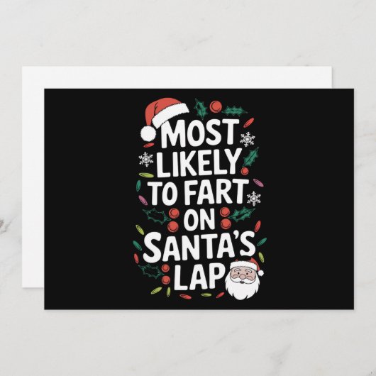 サンタの膝の上でおならをしそうな家族 顔合わせ シーズンカード (正面/裏面)