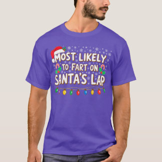 サンタの膝の上でおならをする確率が最も高い ファミリー・クリスマス Tシャツ