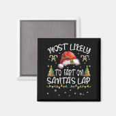 サンタの膝の上でおならをする確率が最も高い 面白いクリスマス マグネット (正面/裏面)