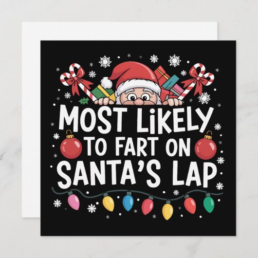 サンタの膝上でおならをしそうなファミリークルー シーズンカード (正面/裏面)