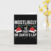 サンタの膝上でおならをしそうな家族のマッチング カード (黄色い花)