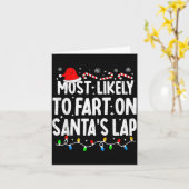 サンタの膝上でおならをしそうな家族のマッチング カード (黄色い花)