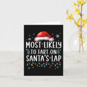 サンタの膝上でおならをすること間違いなしの楽しい家族クリスマス カード (黄色い花)