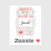 サンタの航空便パーソナライズされた配送名 シール (シート)