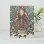 サンタの船のボートの雪の嵐のヒイラギ シーズンカード (スタンド正面)