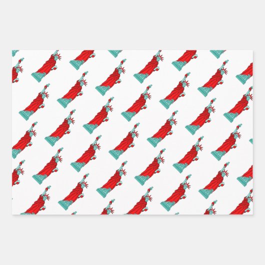 サンタの衣装の自由の女神クリスマス ラッピングペーパーシート (正面2)