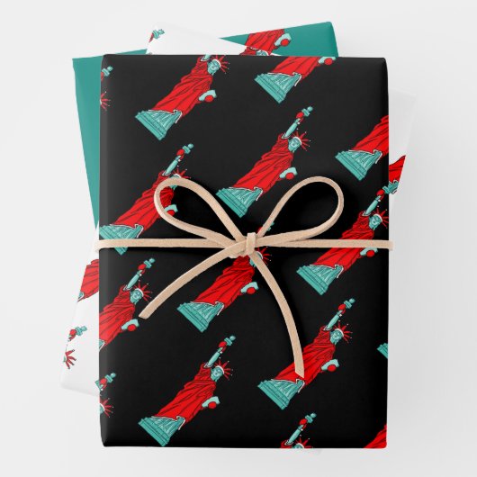 サンタの衣装の自由の女神クリスマス ラッピングペーパーシート (インサイチュ)