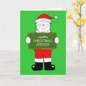 サンタの衣装を着たクリスマスのいとこネコ カード (黄色い花)
