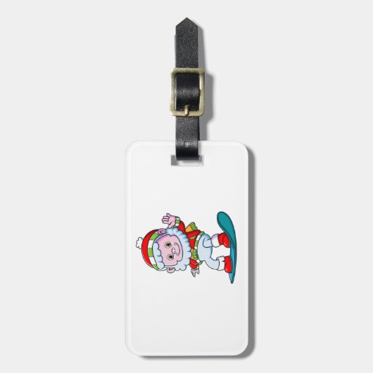 サンタの衣装を着た可愛遊いイェティ ラゲッジタグ (正面縦)