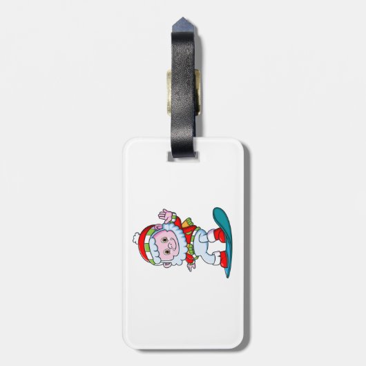 サンタの衣装を着た可愛遊いイェティ ラゲッジタグ (裏面縦)