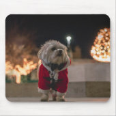 サンタの衣装を着た犬 マウスパッド (正面)
