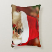 サンタの衣裳を身に着けているBichon Friseの子犬 アクセントクッション (正面(垂直))