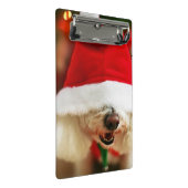 サンタの衣裳を身に着けているBichon Friseの子犬 ミニクリップボード (アングル)