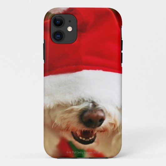 サンタの衣裳を身に着けているBichon Friseの子犬 Case-Mate iPhoneケース (裏面)