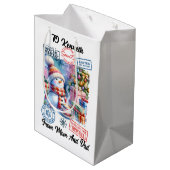 サンタの袋を持つフェスティバル冬の不思議の国 ミディアムペーパーバッグ (裏面アングル)