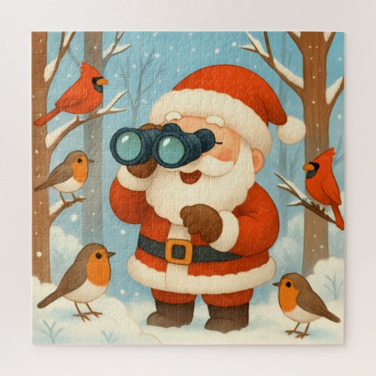 サンタの視点: クリスマスの野鳥観察 ジグソーパズル (縦)
