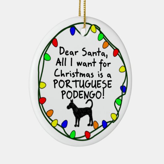 サンタの親愛なるポルトガル語Podengo セラミックオーナメント (右)