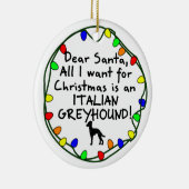 サンタの親愛なイタリアン・グレーハウンド セラミックオーナメント (右)
