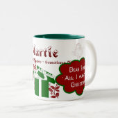 サンタの親愛なツートーンマグ-名前かメッセージを個人化して下さい ツートーンマグカップ (正面右)