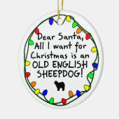 サンタの親愛な古い英国の牧羊犬 セラミックオーナメント (左)