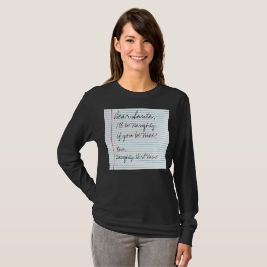 サンタの親愛な手紙のいけないリストのカスタムは名前を加えます Tシャツ (正面フル)