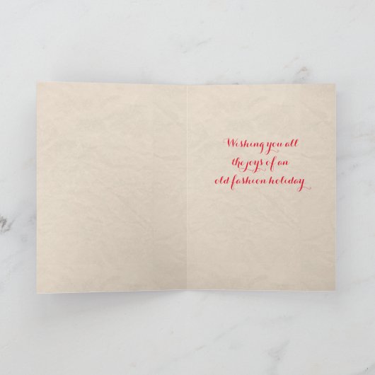 サンタの調和のヴィンテージのクリスマスカード シーズンカード (内部)