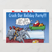 サンタの象のホリデーパーティー招待状 招待状 (正面/裏面)