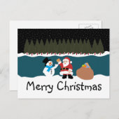 サンタの贈り物から雪だるまはがき シーズンポストカード (正面/裏面)