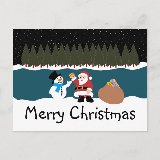 サンタの贈り物から雪だるまはがき シーズンポストカード (正面)