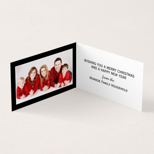 サンタの贈り物、家族の写真クリスマスカード 名刺 (内部)