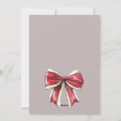 サンタの赤いリボンが付いたクリスマスパーティーの招待状 シーズンカード (裏面)