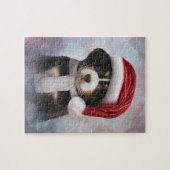 サンタの赤い帽子の子犬のバーニーズ・マウンテン・ドッグ ジグソーパズル (横)