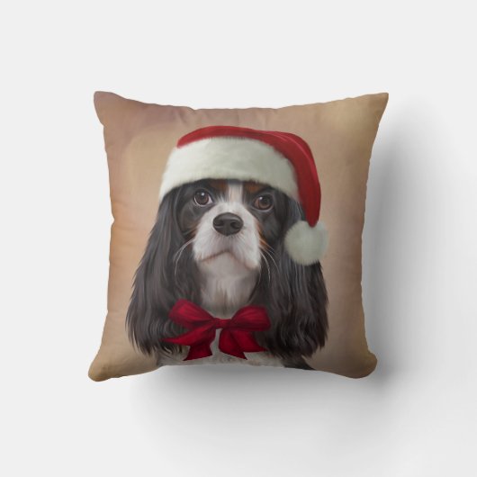 サンタの赤い帽子の無頓着なチャールズ王スパニエル犬 クッション (裏面)