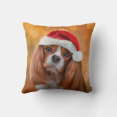 サンタの赤い帽子の無頓着なチャールズ王スパニエル犬 クッション (裏面)