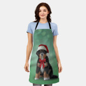 サンタの赤い帽子をかぶったベルネス山犬  エプロン (着用した状態)