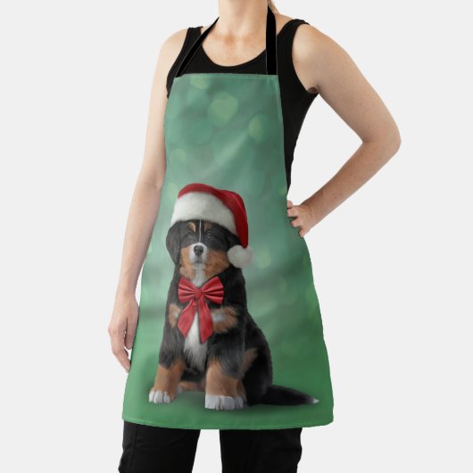サンタの赤い帽子をかぶったベルネス山犬  エプロン (インサイチュ)