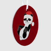 サンタの赤い帽子を持つクリスマスのパンダくま オーナメント (正面)