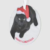 サンタの赤い帽子を持つ猫 オーナメント (正面)