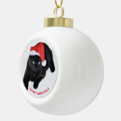サンタの赤い帽子を持つ猫 セラミックボールオーナメント (右)