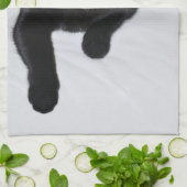 サンタの赤い帽子を持つ黒猫 キッチンタオル (折り畳み)