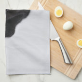 サンタの赤い帽子を持つ黒猫 キッチンタオル (四つ折り)