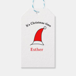 サンタの赤い帽子 クリスマスの名前 シンプル 可愛い ギフトタグ