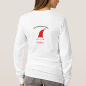サンタの赤い帽子 クリスマスの名前 簡単 楽しい Tシャツ (裏面)