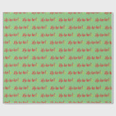 サンタの赤ホーホホー文字の緑の背景ギフト ラッピングペーパー (フラット)