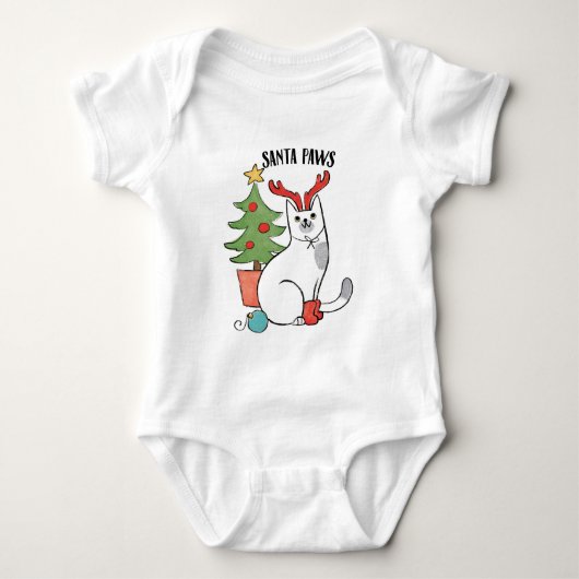 サンタの足|のトナカイ猫 ベビーボディスーツ (正面)