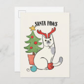 サンタの足|のトナカイ猫 ポストカード (正面/裏面)