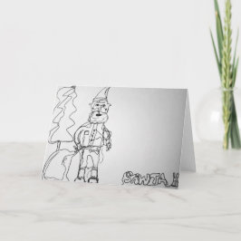 サンタの輪郭を描いたイラスト カード
