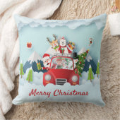 サンタの道路旅行クリスマスペーパーカット クッション (ブランケット)