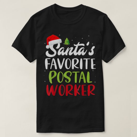 サンタの郵便労お気に入りの働者クリスマスサンタハット Tシャツ (デザイン正面)