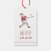 サンタの野球 MVP クリスマスの良い子のリスト ギフトタグ (正面)
